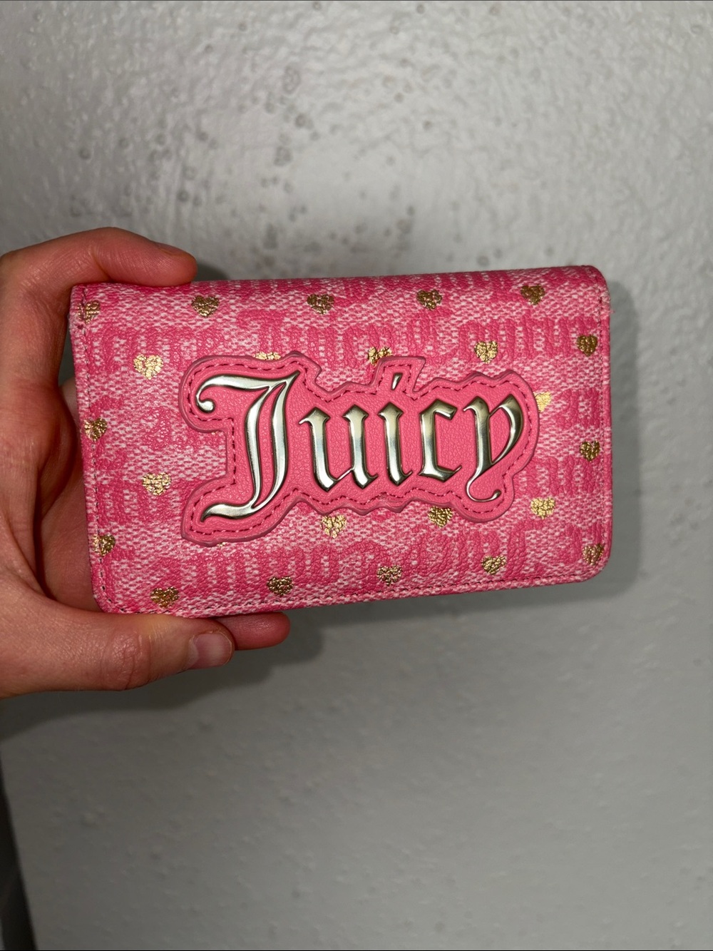 Juicy Couture Pink Wallet with Gold Dot Accents